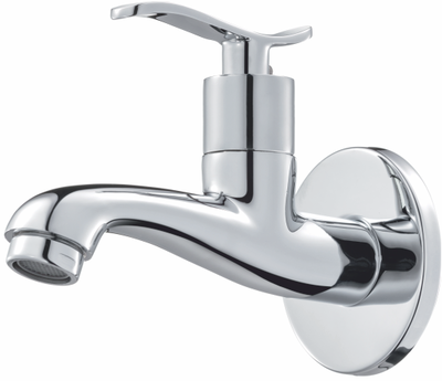 Long Body Bib Cock With Wall Flange