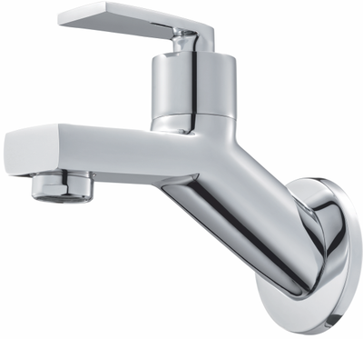 Long Body Bib Cock With Wall Flange